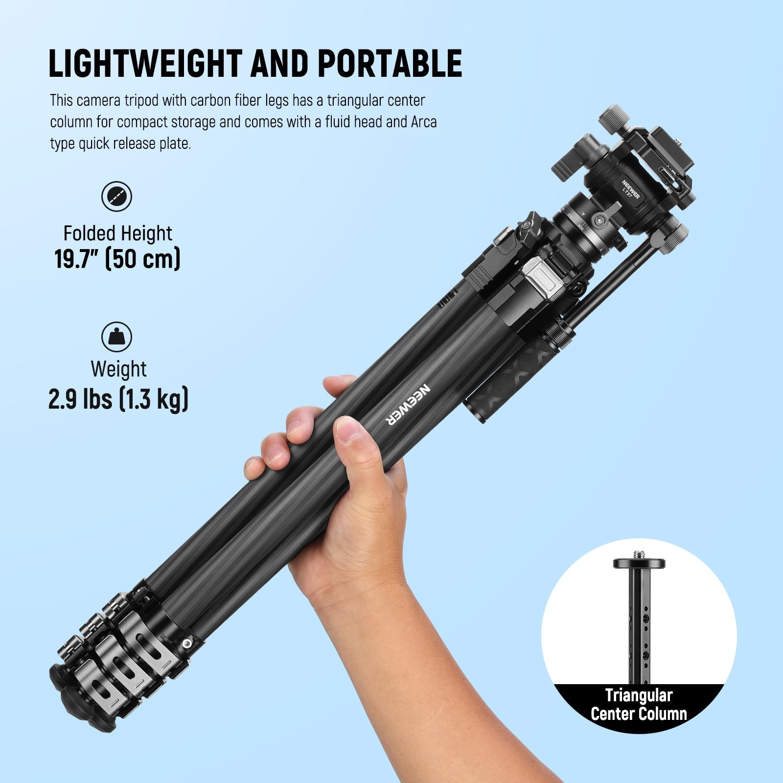 NEEWER LT36/LT37 60.4" Carbon Fiber Travel Tripod
