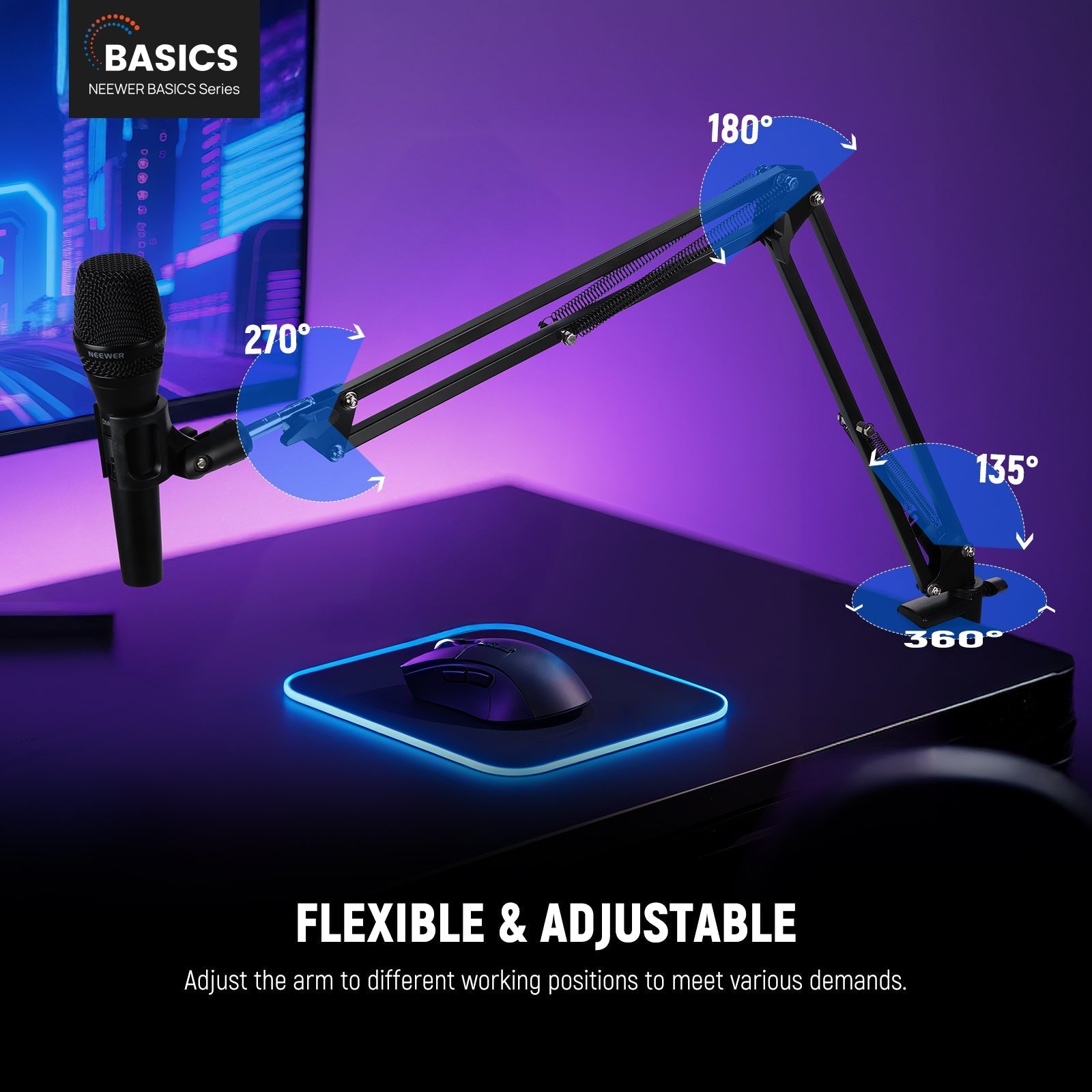 NEEWER BASICS MS006 Desktop Microphone Boom Arm Stand