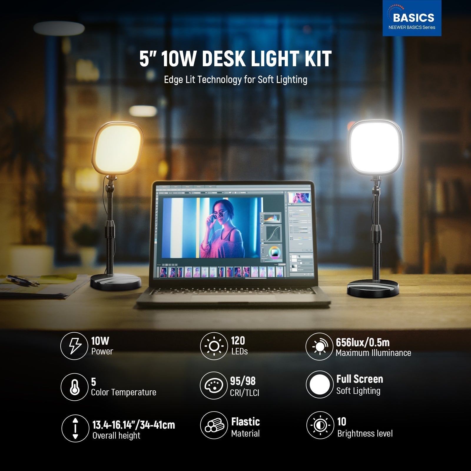 NEEWER BASICS NL10 5" Bi-Color Desk Light Kit