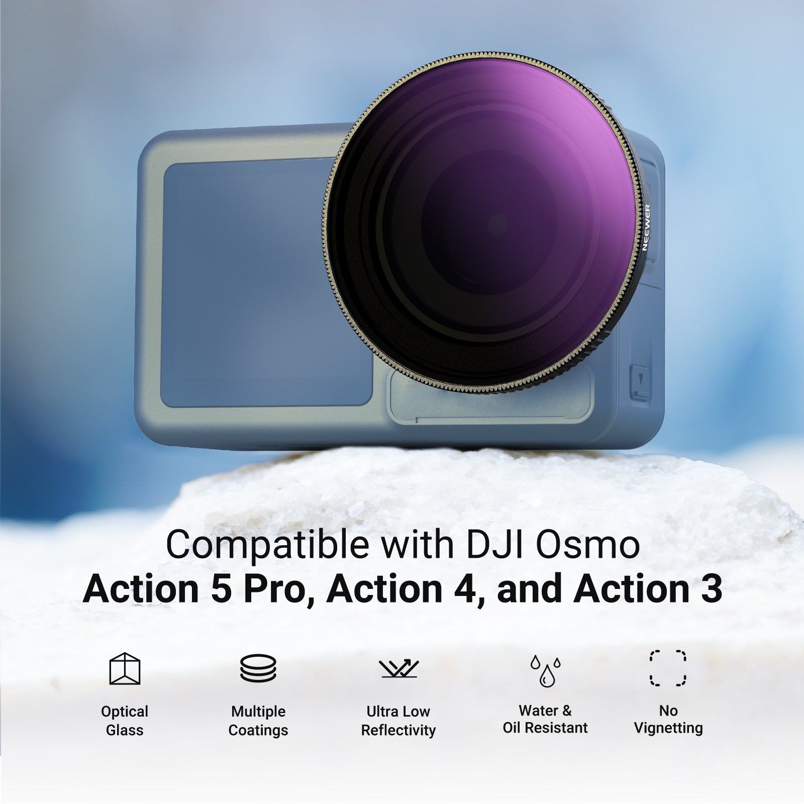 NEEWER Variable ND Filter Compatible with DJI Osmo Action 5 Pro/4/3
