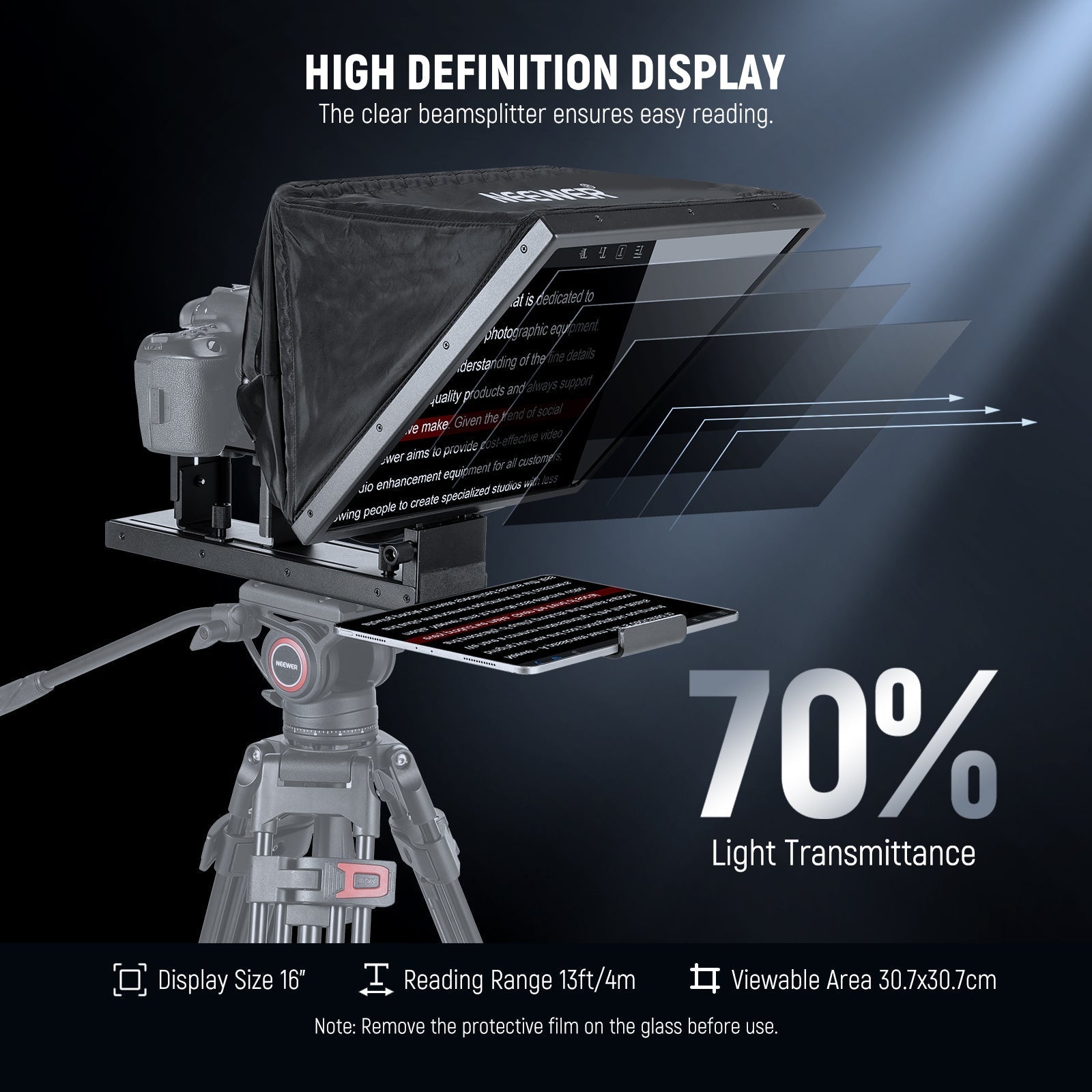 NEEWER BASICS X16B 16"  Aluminum Alloy Liftable Teleprompter