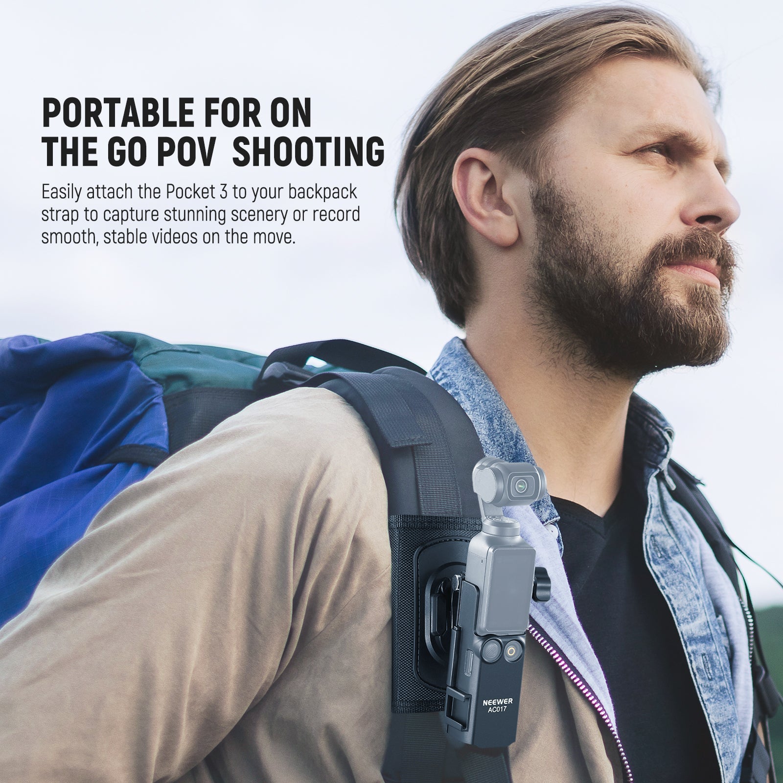 NEEWER GP-67 Backpack Strap Mount Kit with Expansion Cage for DJI Osmo Pocket 3