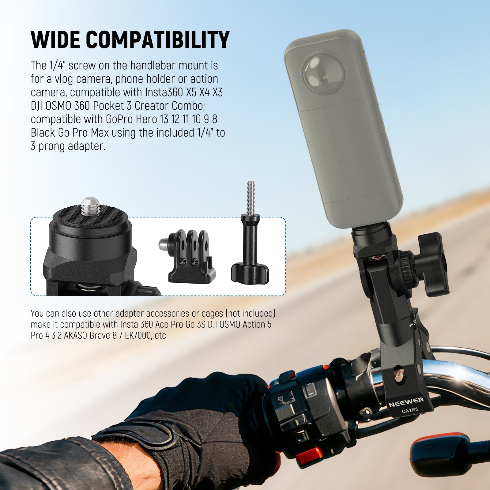 NEEWER CA161 Motorcycle Action Camera Clamp Mount