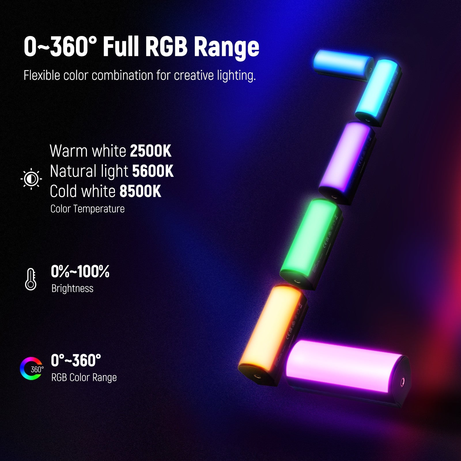 NEEWER BASICS TL96RGB Magnetic Handheld Light Wand with Desk Tripod