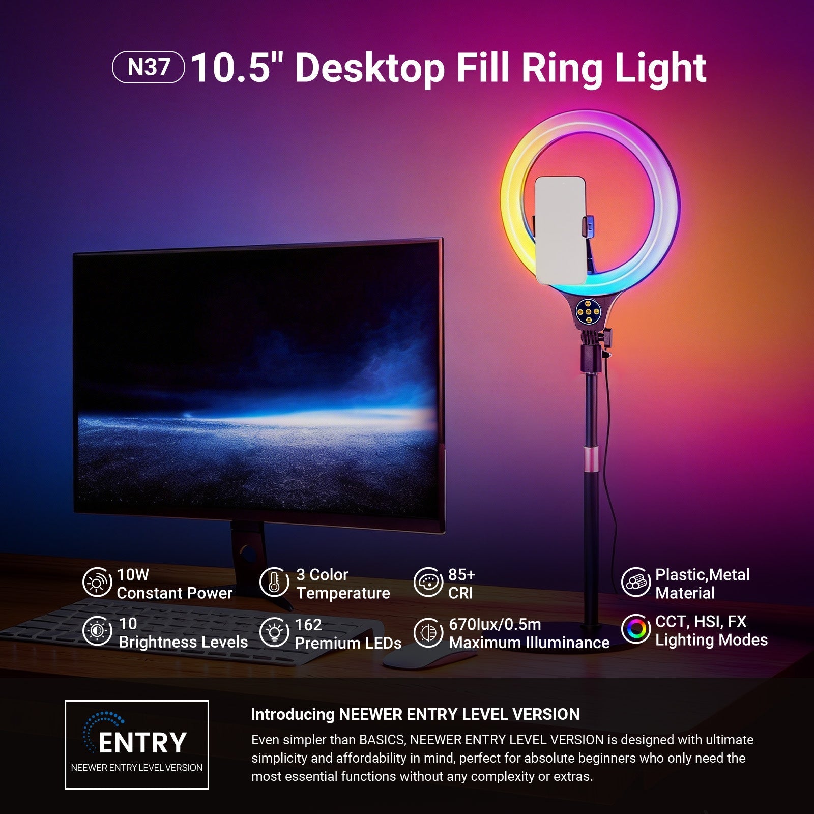NEEWER ENTRY LEVEL VERSION N37 10.5" RGB Ring Light