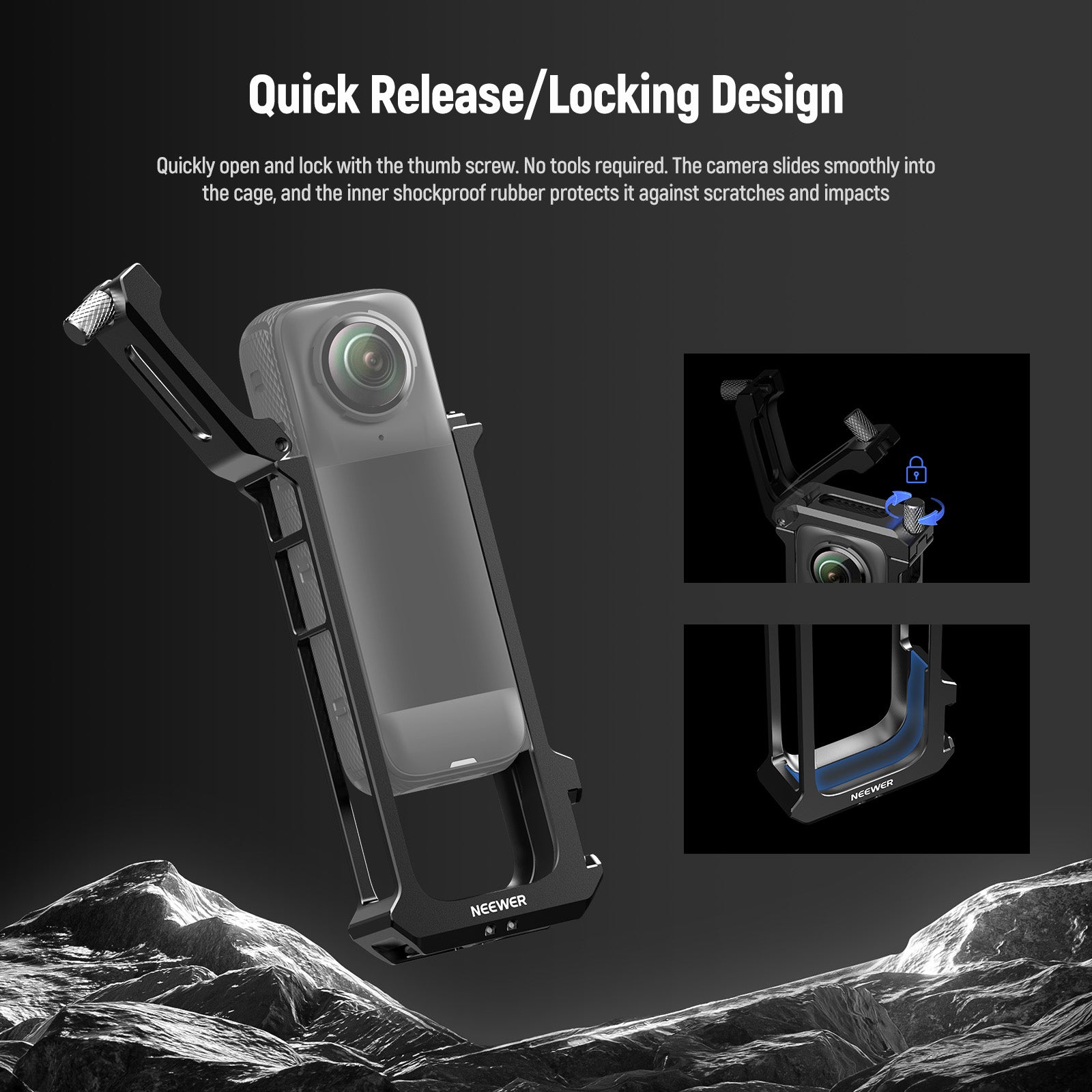 NEEWER AC010 Action Camera Cage with Lens Cap For Insta360 X4