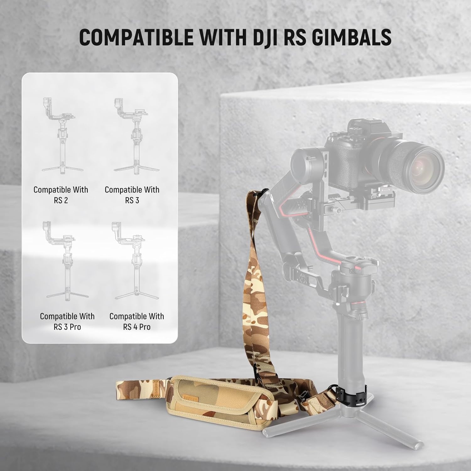 NEEWER GA016 Gimbal Shoulder Strap for DJI Sling Handle RS5 RS4 RS4 Pro RS3 RS3 Pro