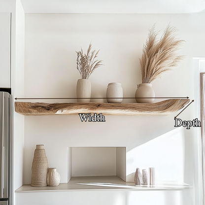 Boho Kitchen Floating Shelf Natural Edge Wooden Shelf For Wall Storage