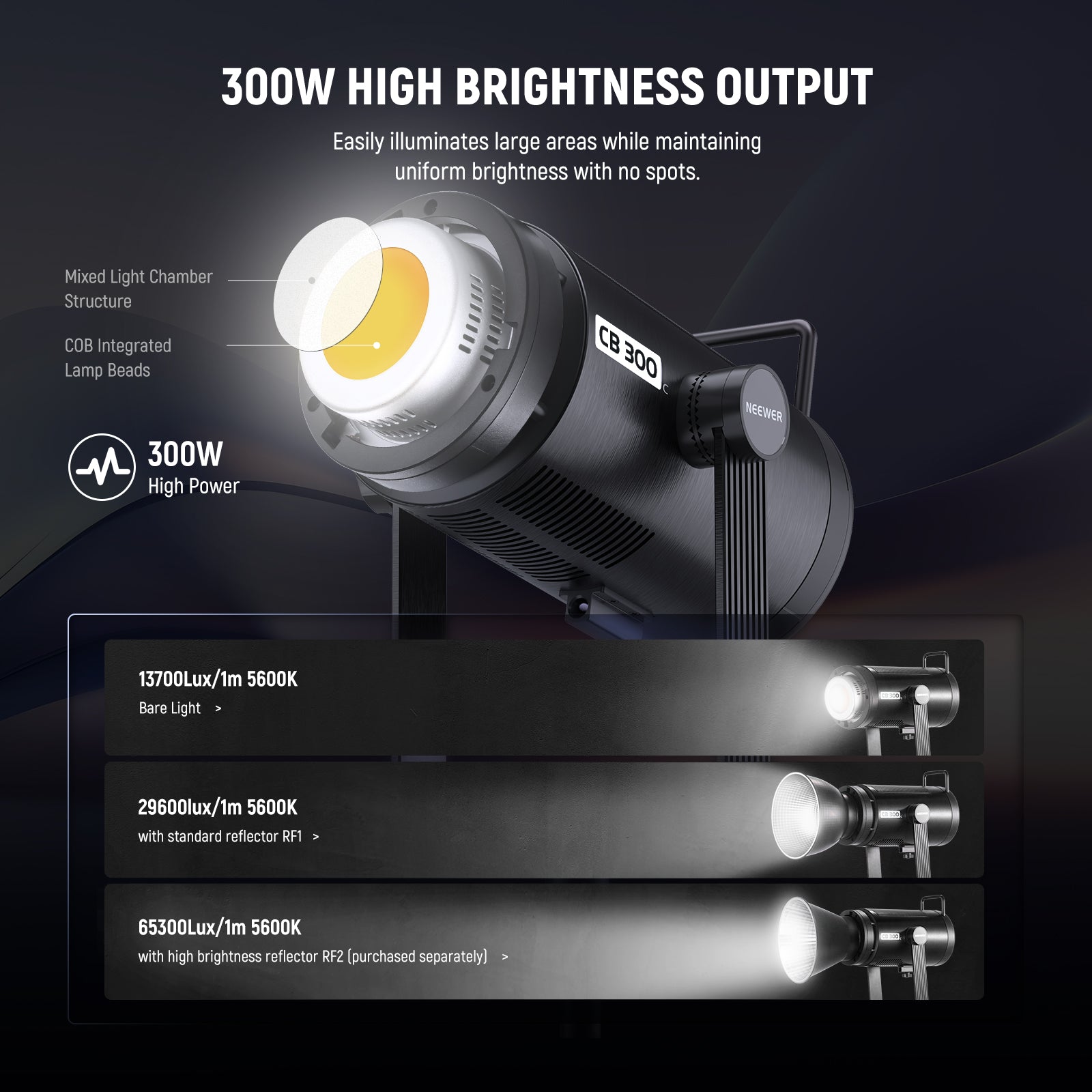 NEEWER CB300C 300W COB RGBWW LED Video Light