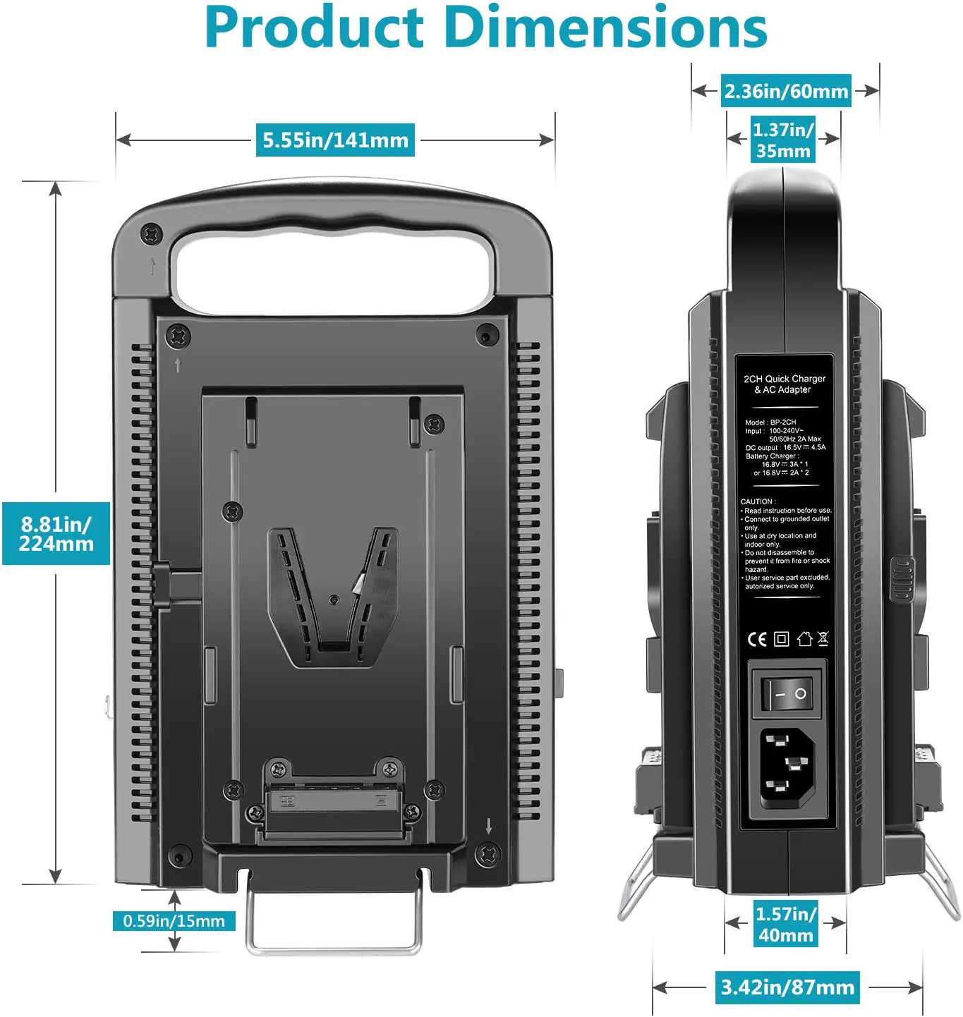 NEEWER NW-BP-2CH Dual Channel V-Mount/V Lock Battery Charger