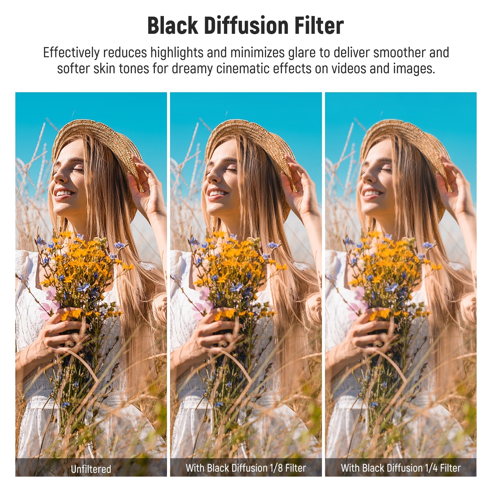 NEEWER FL-B11 2-Pack Magnetic Black Diffusion Filter Set for DJI Osmo Pocket 3 / Pocket 4 & Xtra Muse