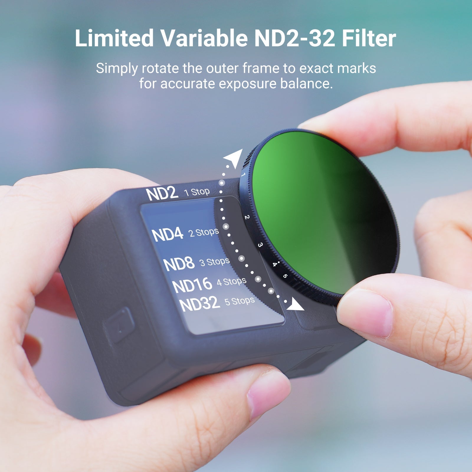 NEEWER Variable ND Filter Compatible with DJI Osmo Action 5 Pro/4/3