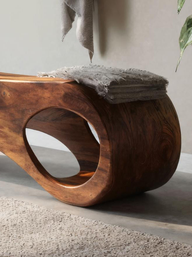 Handcrafted Sculptural Bench For Bedroom Or Entryway