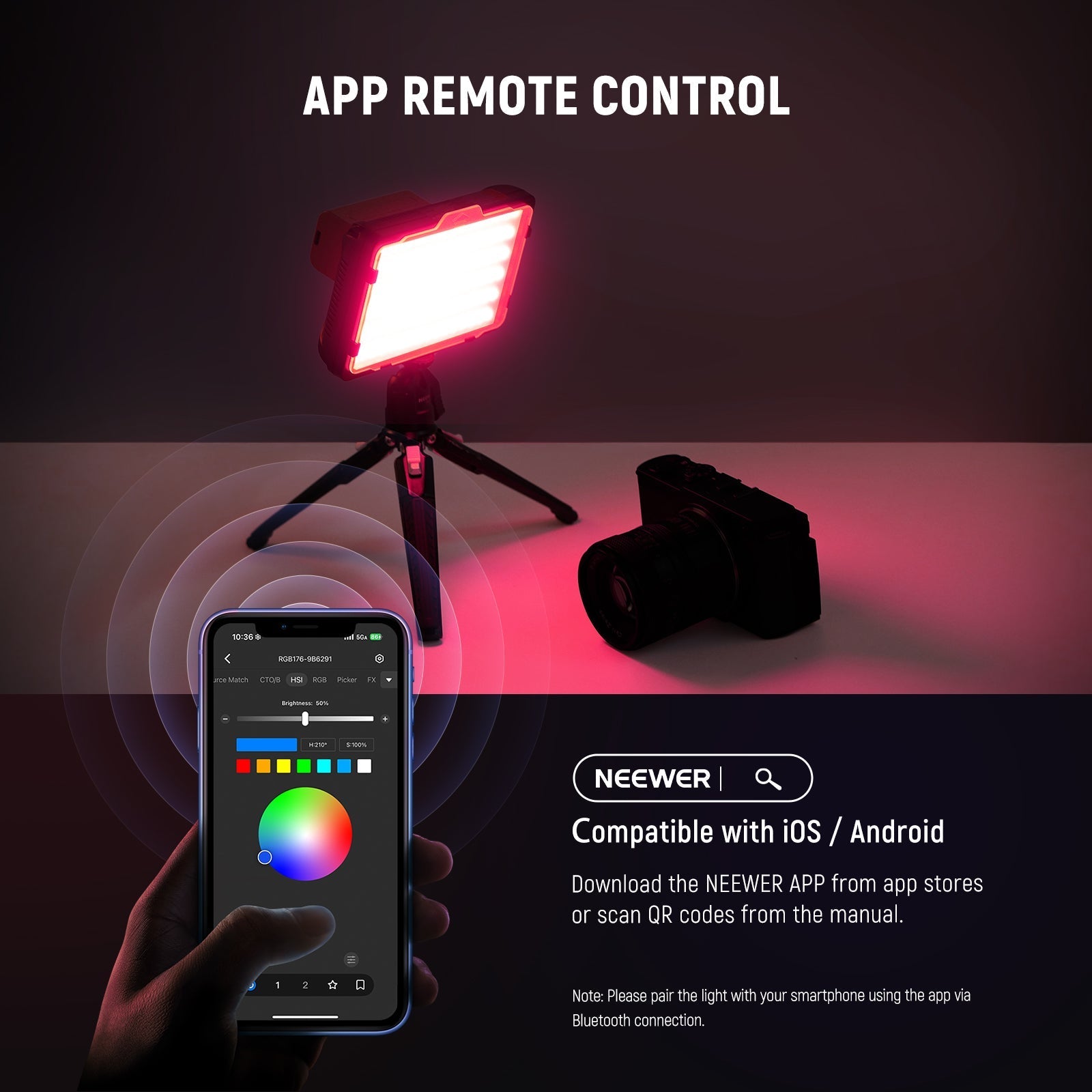 NEEWER RGB176 LED Camera Video Light with Battery