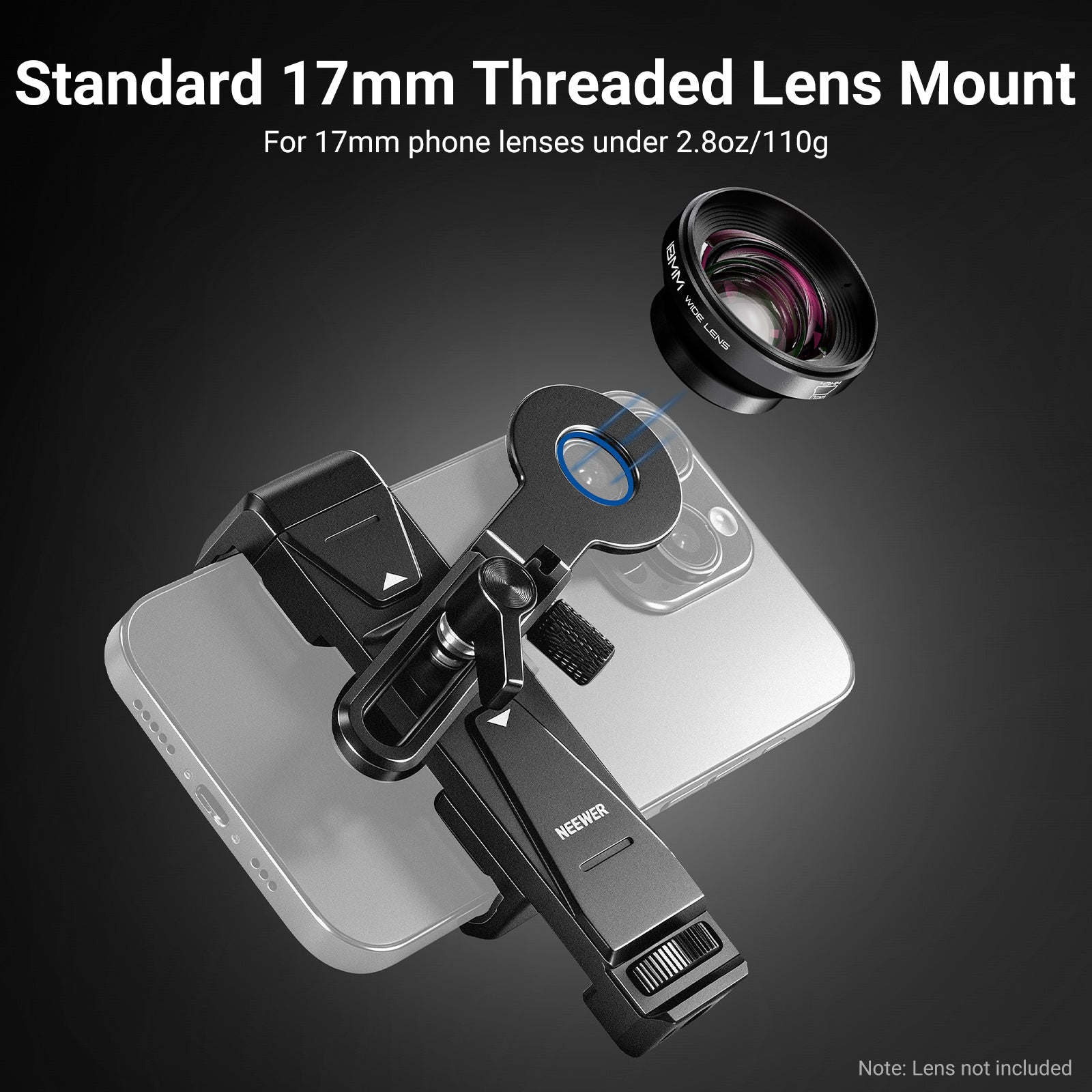 NEEWER PA047 PRO Universal Phone Holder with Lens Adapter & Filter Ring