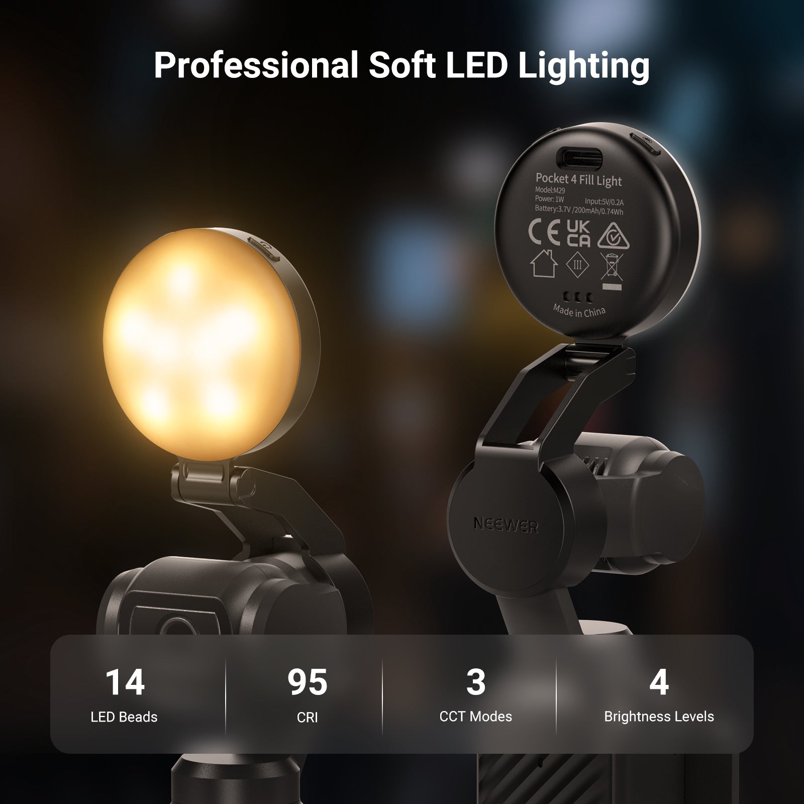 NEEWER M29 Mini LED Fill Light Compatible with DJI OSMO Pocket 4