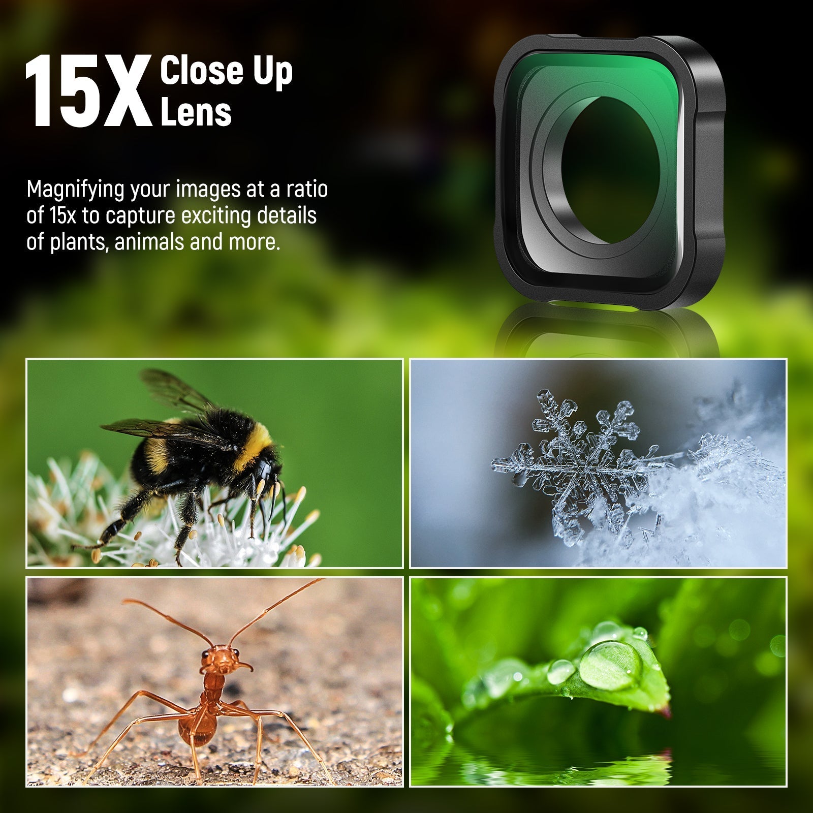 NEEWER LS-31 15X Magnification Lens Compatible with GoPro Hero 9/10/11/12 Black