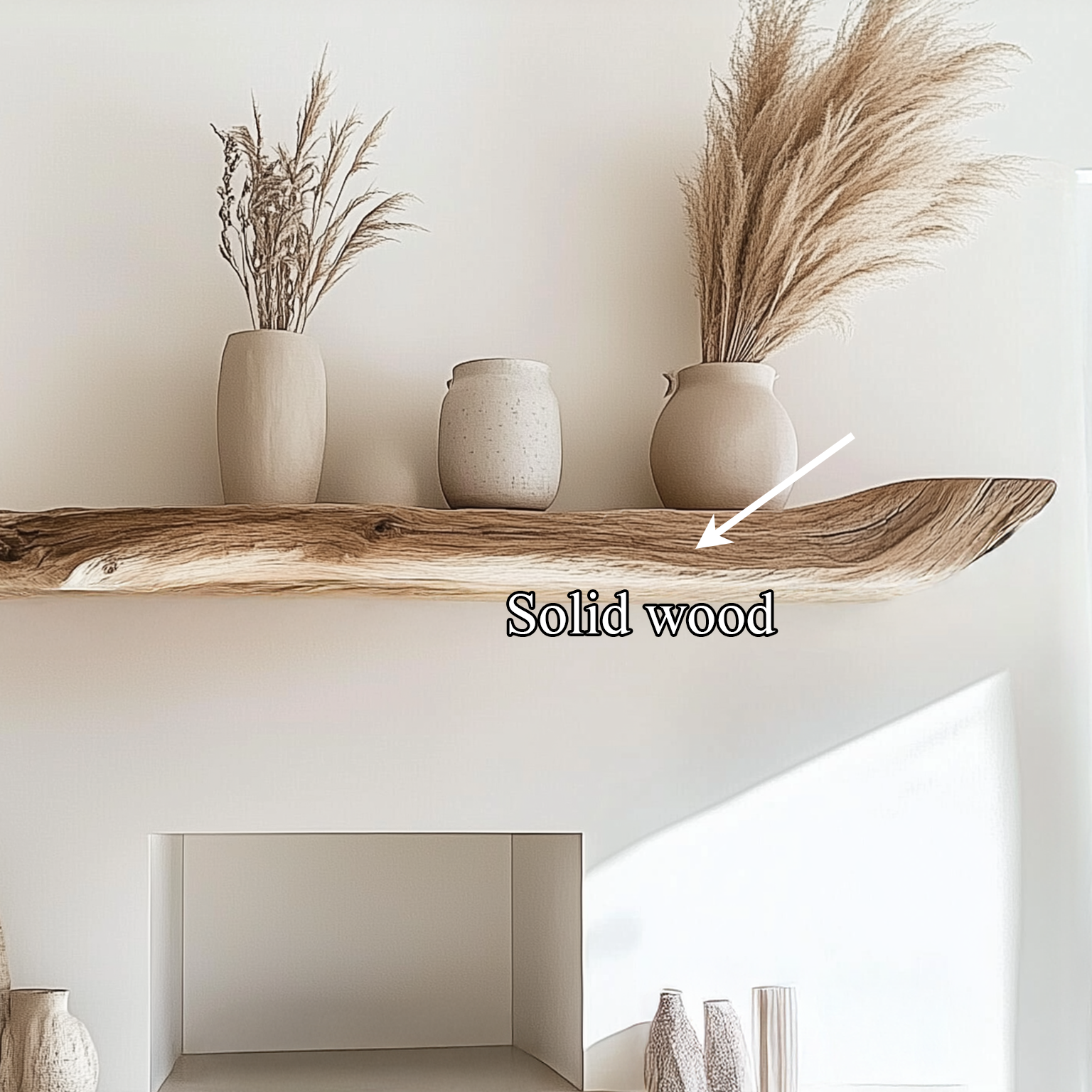 Boho Kitchen Floating Shelf Natural Edge Wooden Shelf For Wall Storage