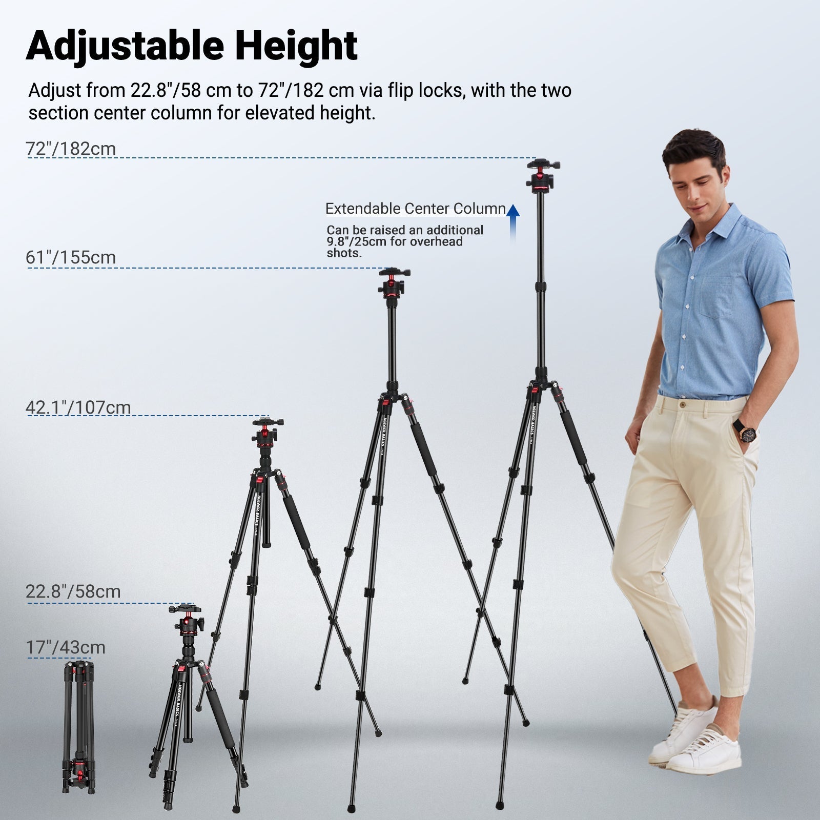 NEEWER BASICS TP14B 72"/ 182cm Travel Tripod Monopod