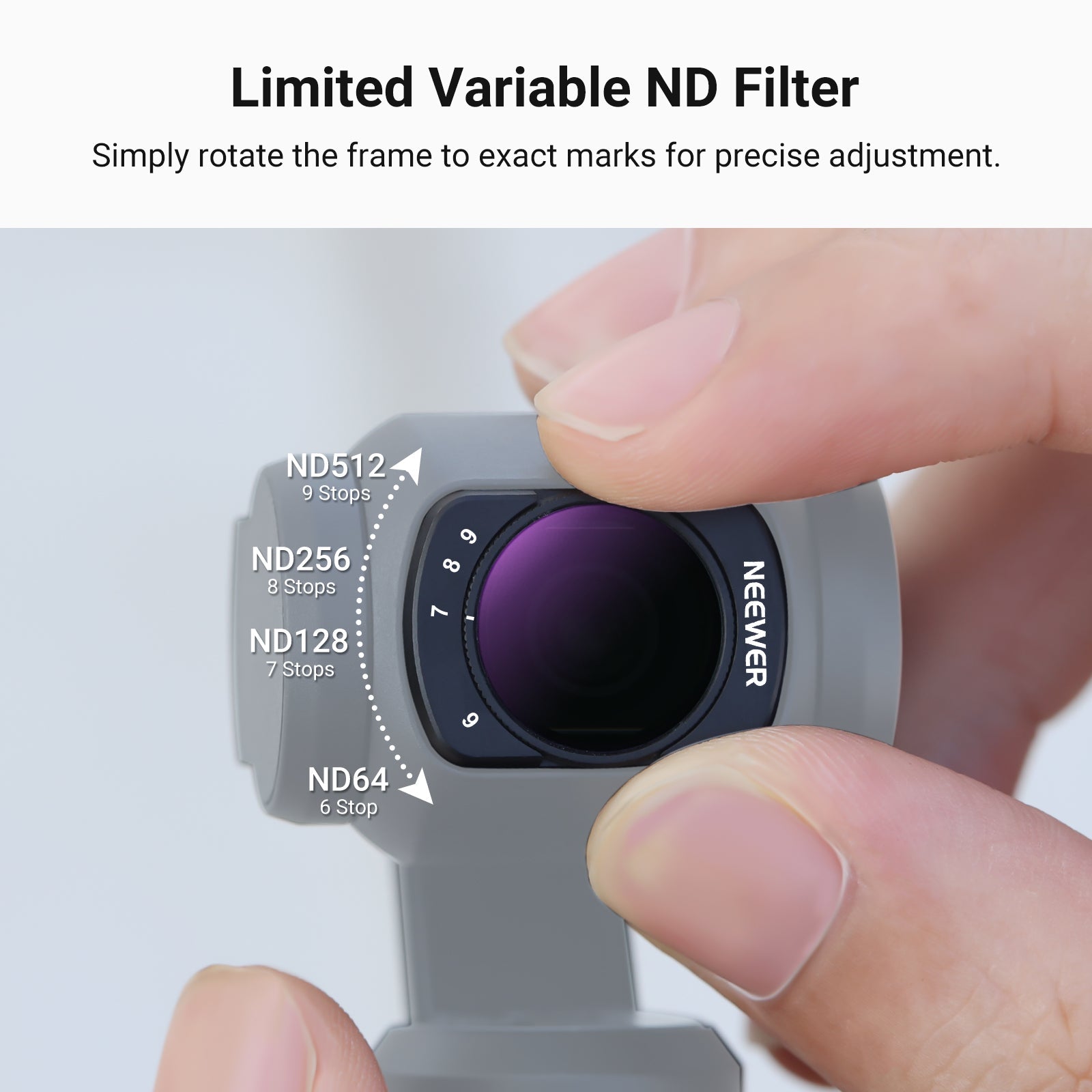 NEEWER Variable ND Filter Compatible with DJI Osmo Pocket 3 / Pocket 4 & Xtra Muse