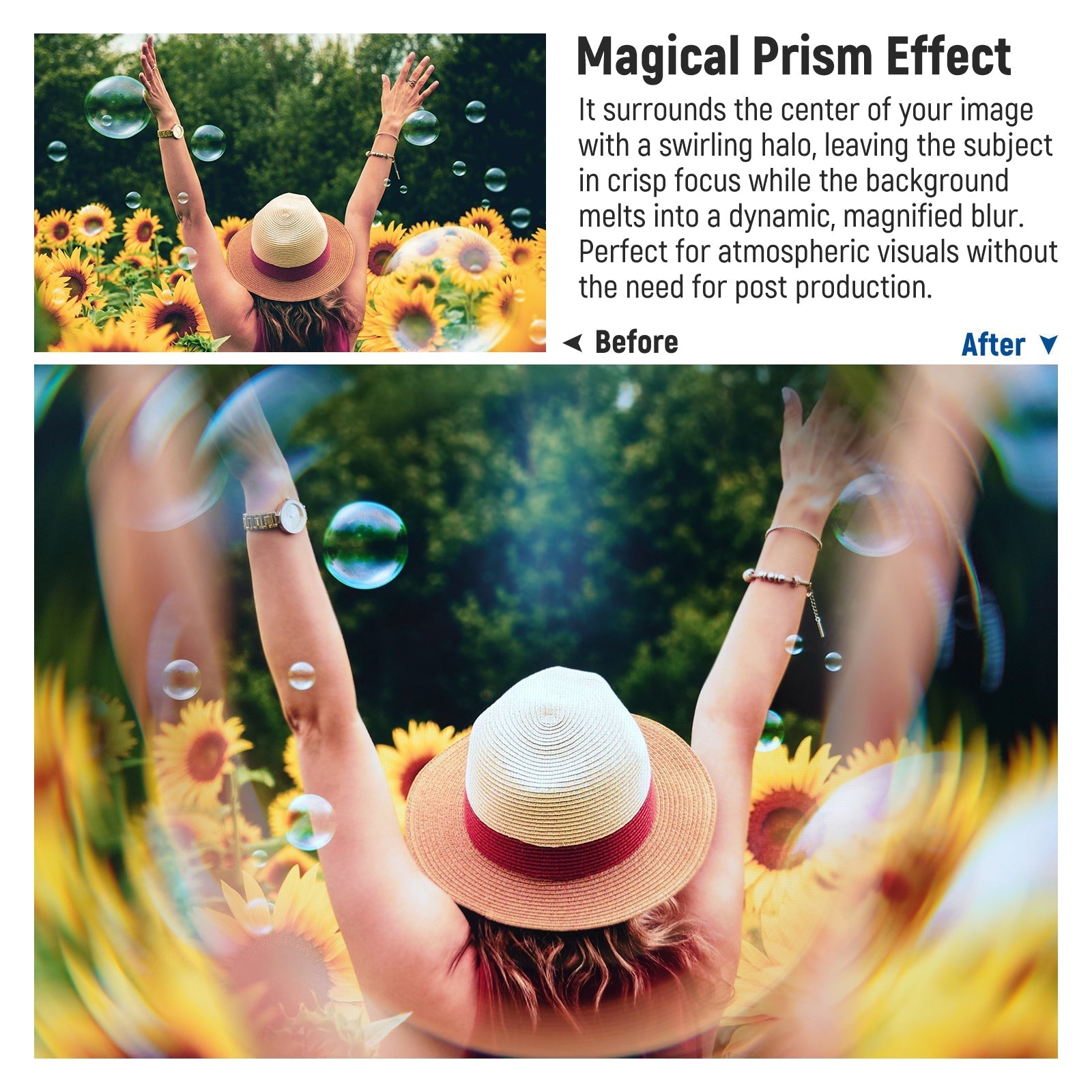NEEWER FL-100 37mm Spiral Halo Prism Filter with Phone Clip
