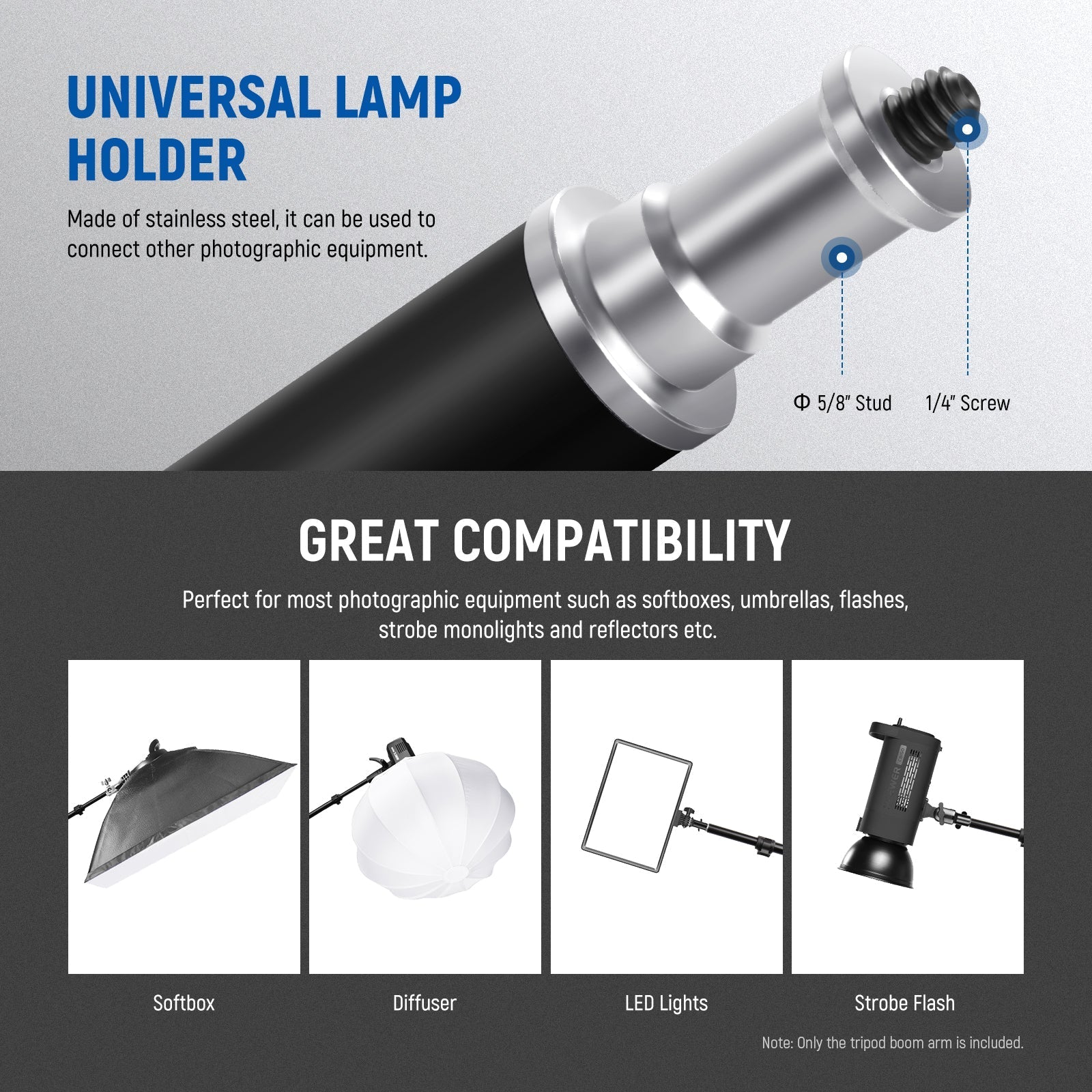 NEEWER 90-160cm Tripod Boom Arm with Sandbag