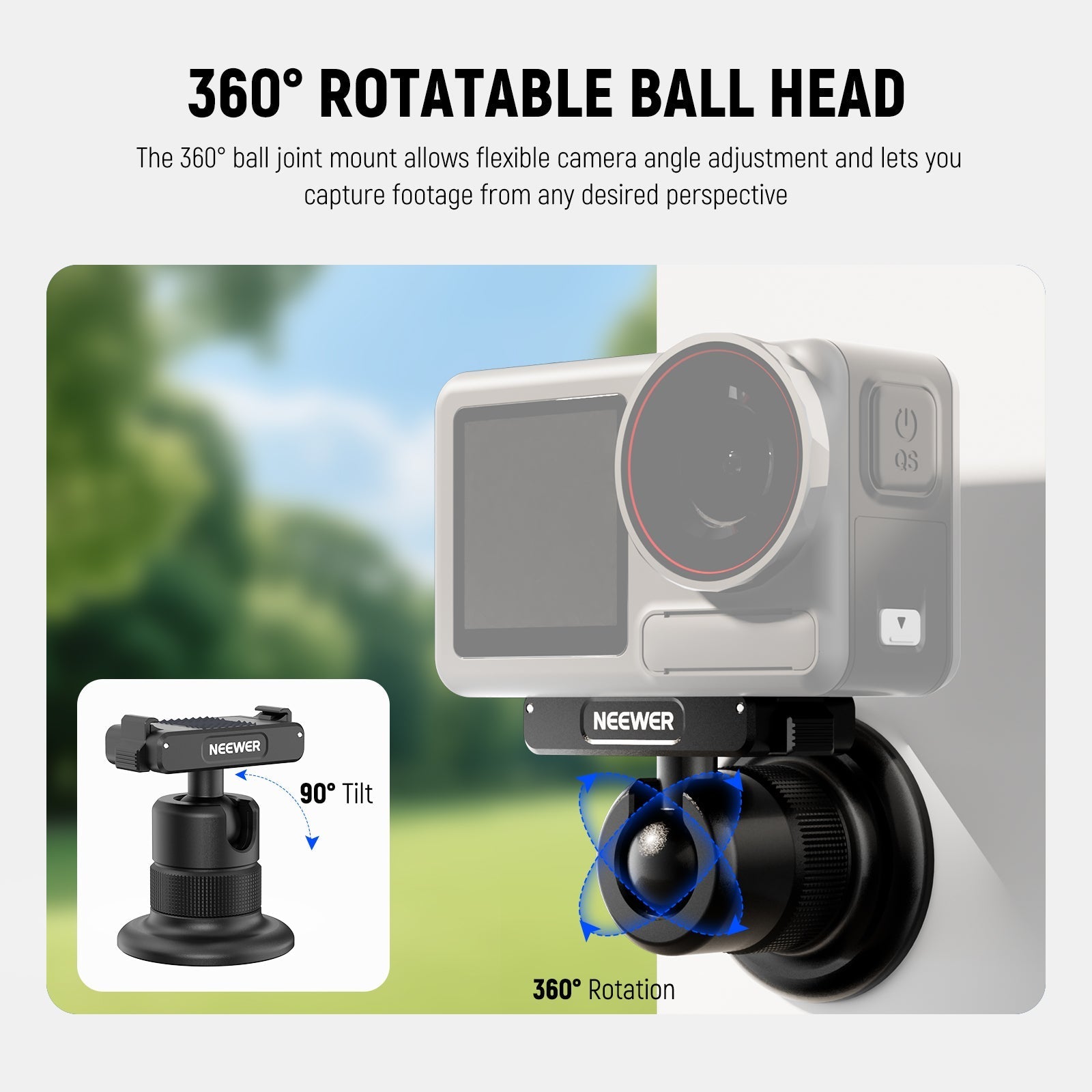 NEEWER AC013 Magnetic Camera Mount For DJI Osmo 360 Action 5 Pro/4/3
