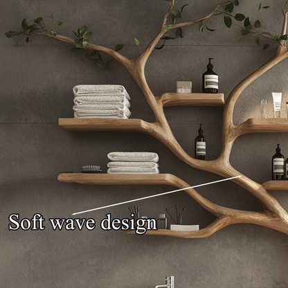 Tree Branches Rustic Bathroom Vanity With Sink Floating Shelves