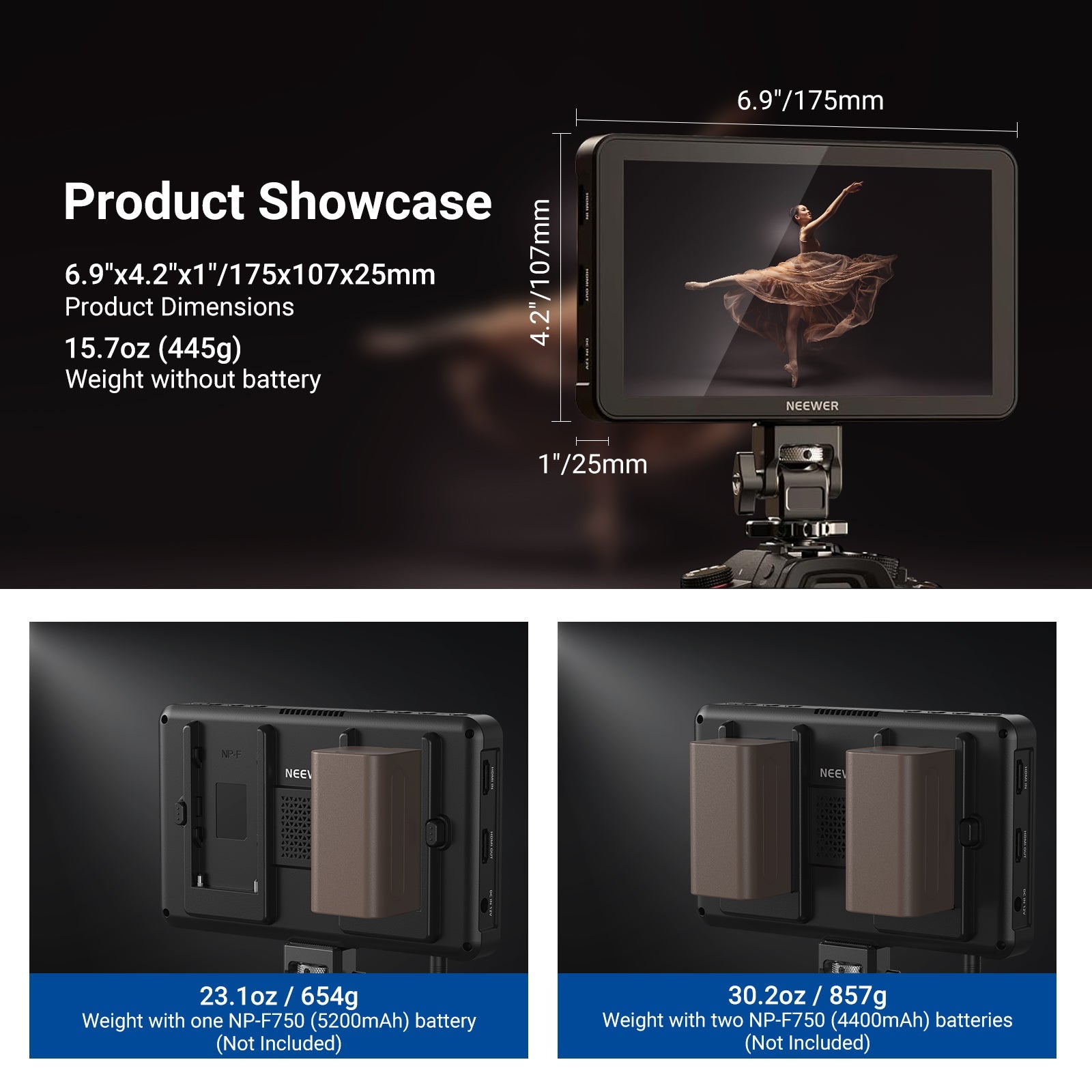 NEEWER F600  LED 7" Camera Touch Screen Monitor
