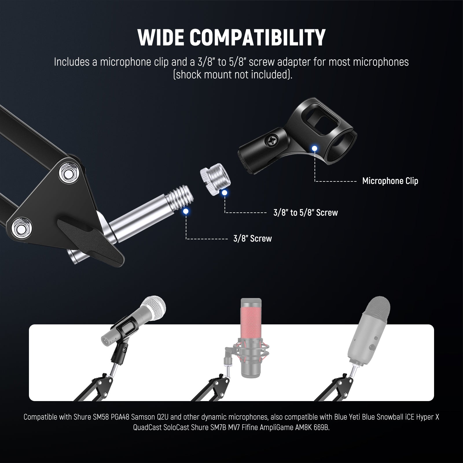 NEEWER BASICS MS006 Desktop Microphone Boom Arm Stand