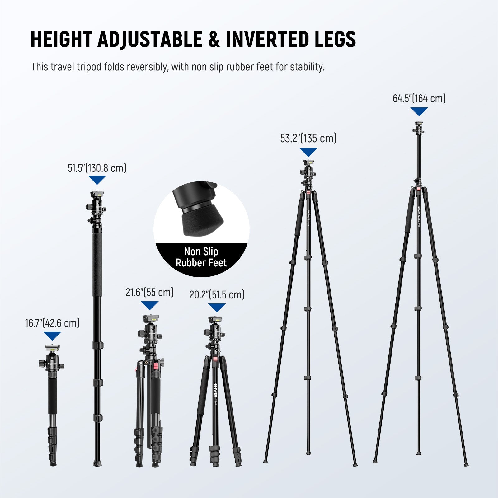 NEEWER BASICS TP66 64.5"/164cm Horizontal Overhead Tripod