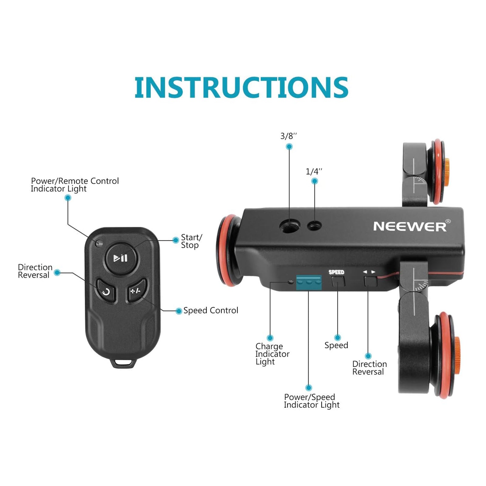 NEEWER DL100 3 Wheels Wireless Video Camera Dolly