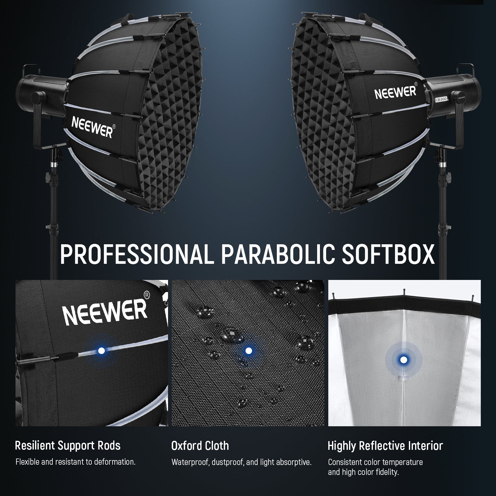 NEEWER 60CM/90CM/120CM Quick Release Parabolic Softbox