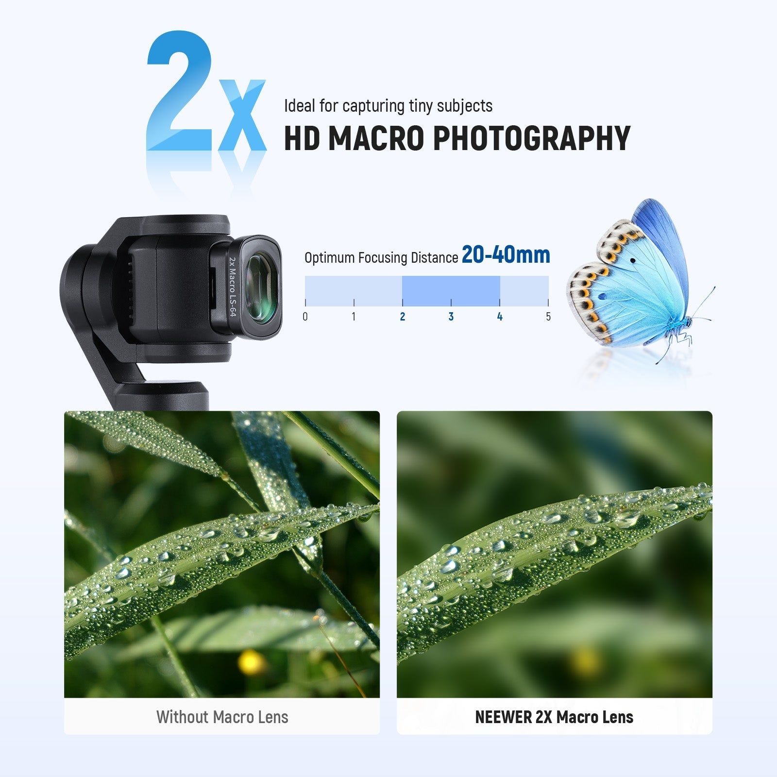 NEEWER LS-64 2x Macro Lens for DJI Osmo Pocket 3 / Pocket 4 & Xtra Muse