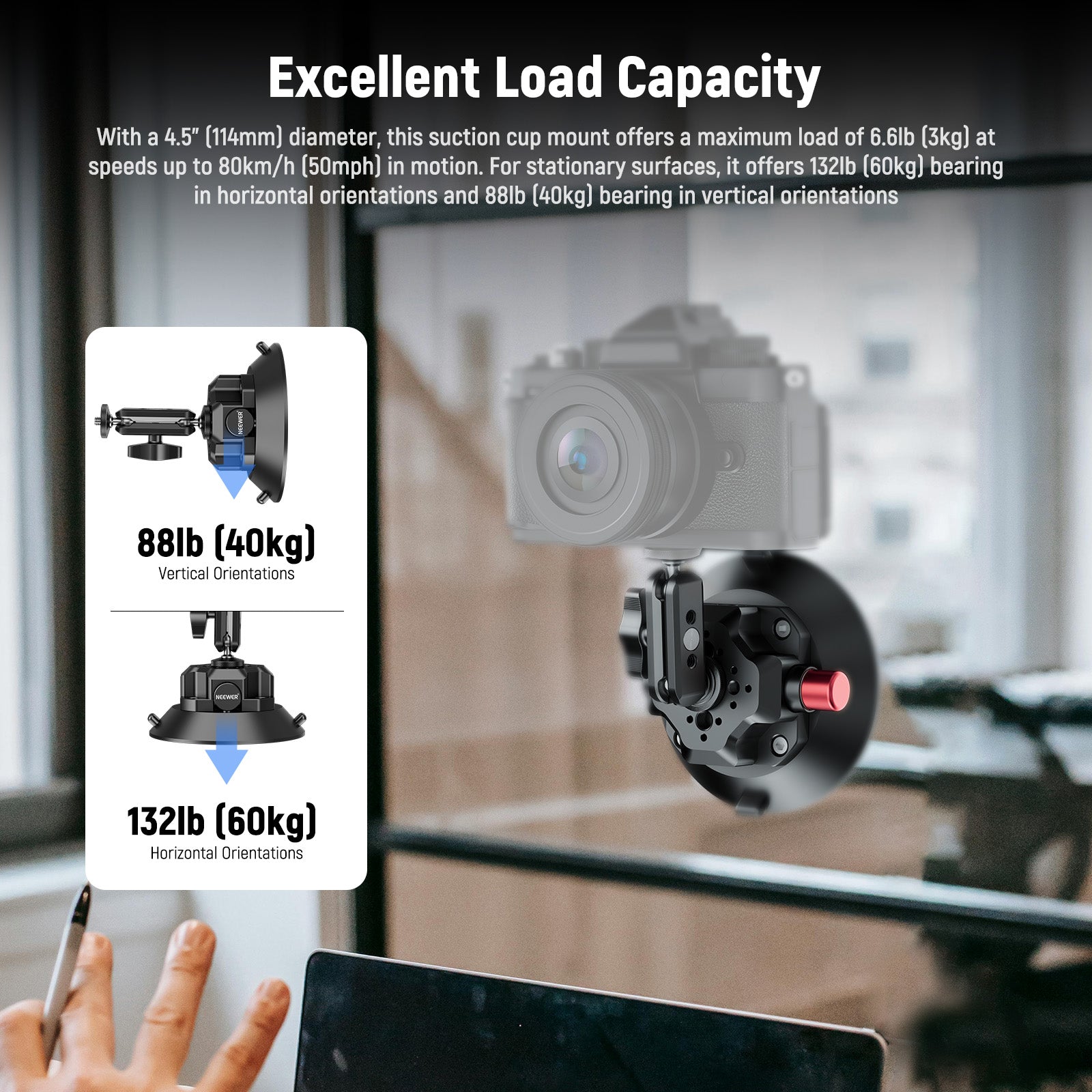 NEEWER CA104/CA105 Suction Cup Mount with Arm