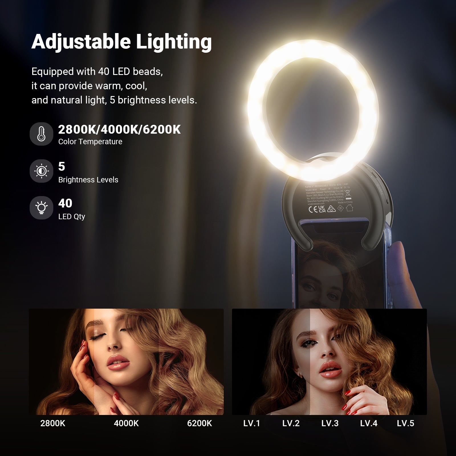NEEWER ENTRY LEVEL VERSION BR40 4" Phone Selfie Ring Light