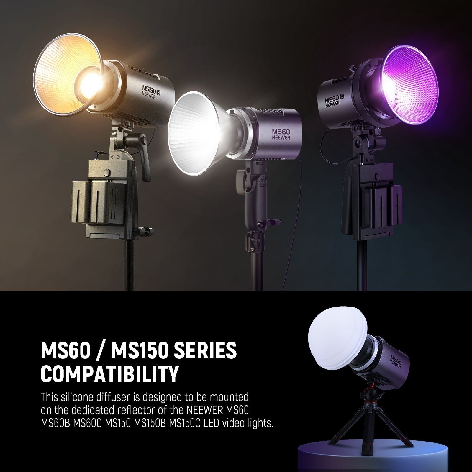 NEEWER CRS8 Light Diffuser Dome for MS60/MS150 Video Lights