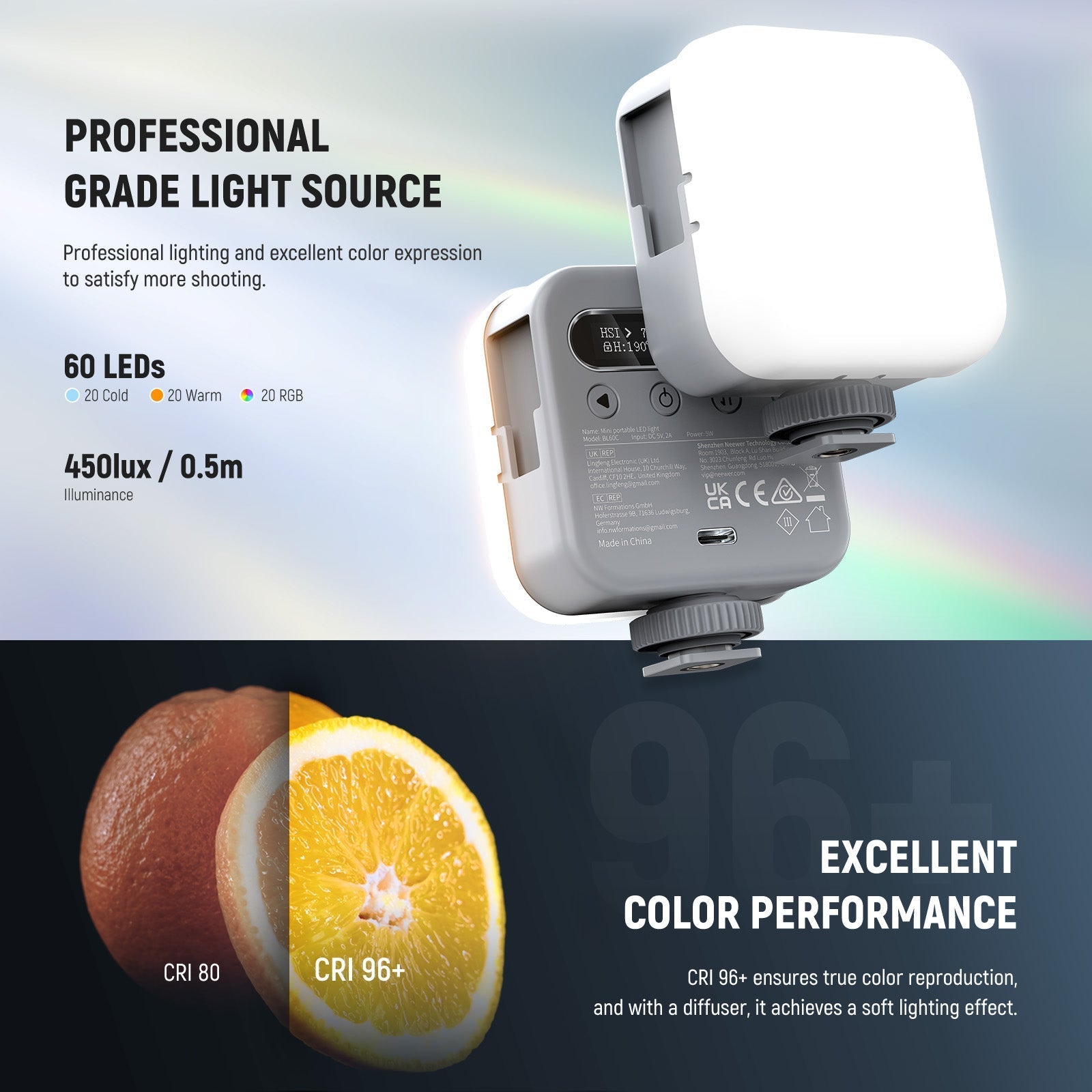 NEEWER BASICS BL60C Magnetic RGB Video Light