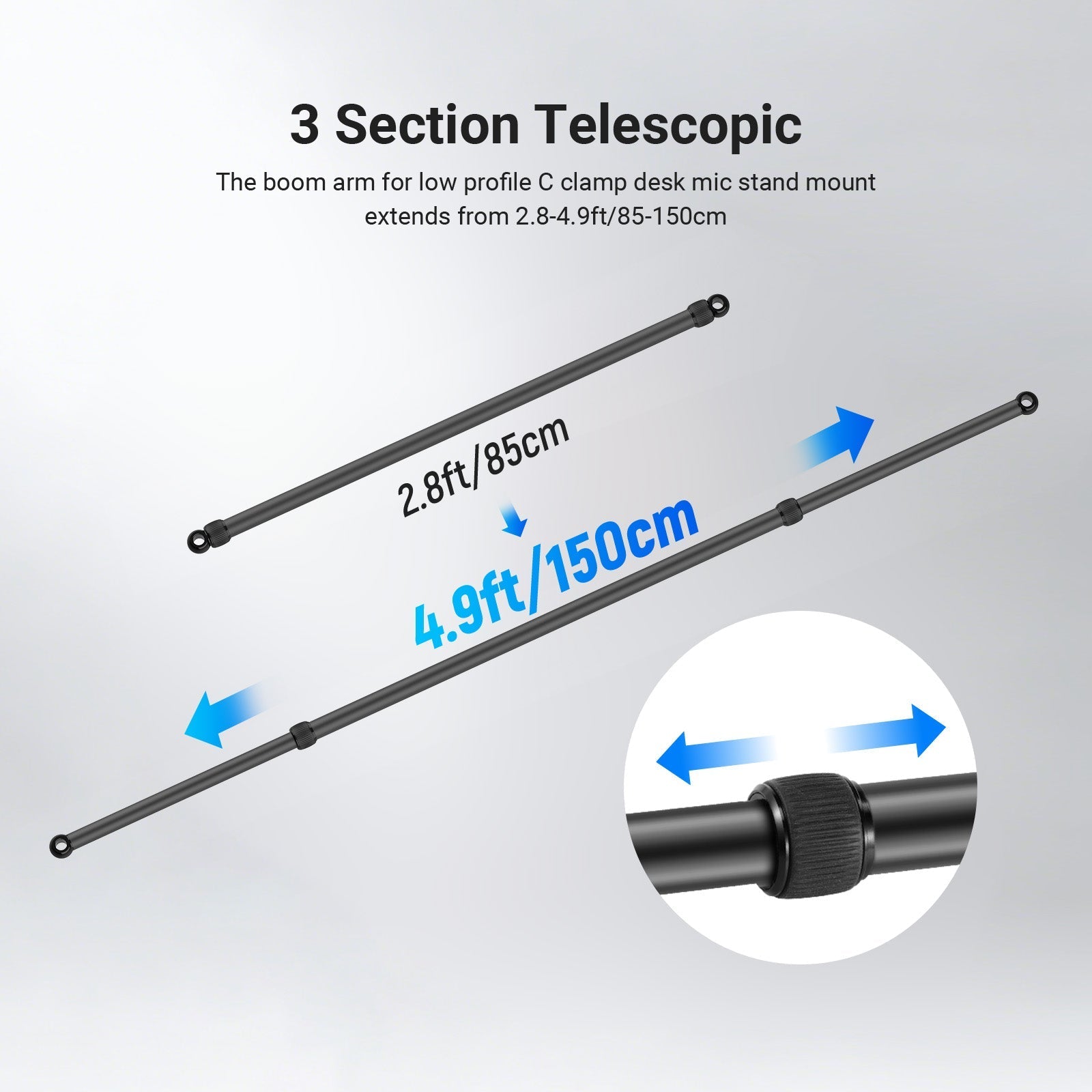 NEEWER NK009 2.8-4.9ft Horizontal Boom Arm Only for NK002 & NK003