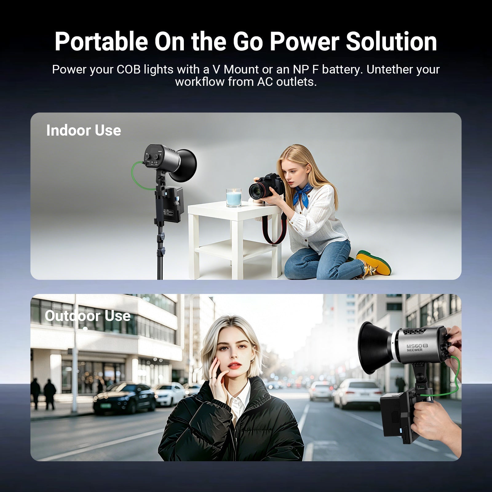 NEEWER PS011E 2 in 1 V Mount & NP-F Battery Handgrip for MS HS Series