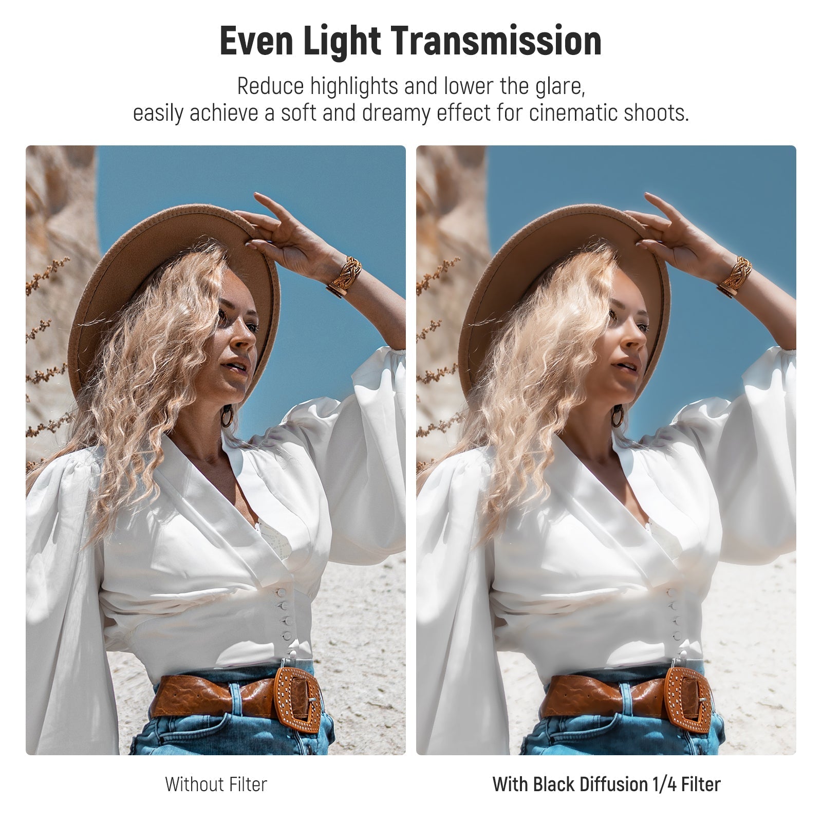 NEEWER 1/4 Black Diffusion Filter Cinematic Dreamy Effect Filter
