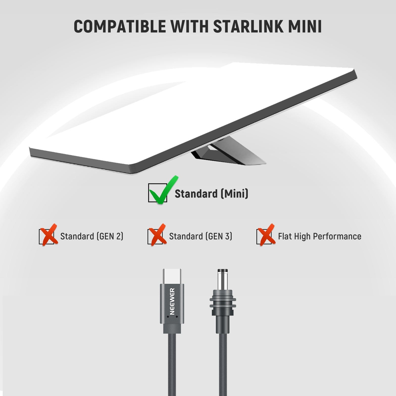 NEEWER NC013 100W PD USB C to DC Power Cable For Starlink Mini