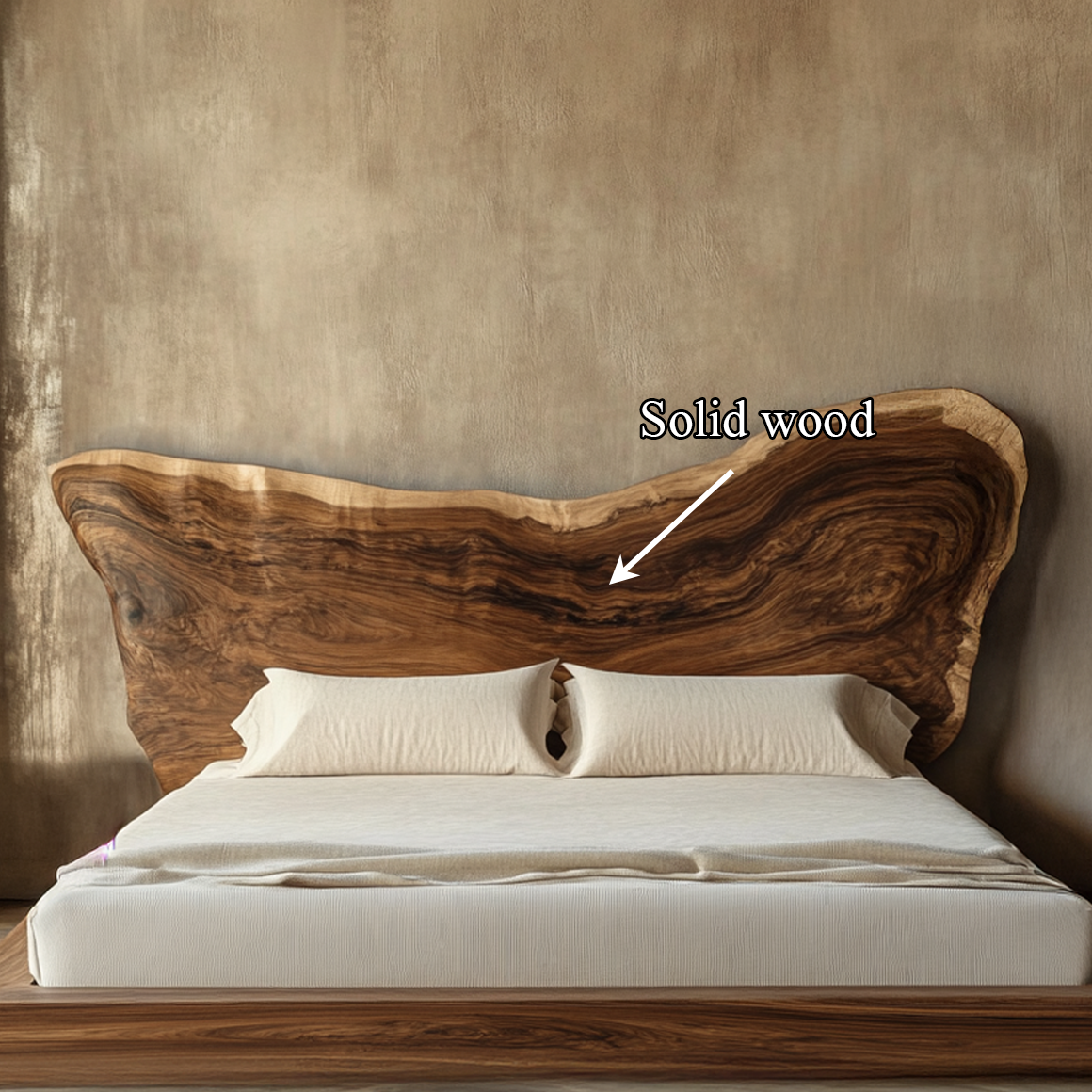 Rustic Live Edge Wooden Headboard Solid Wood Bedroom Interior Natural Statement