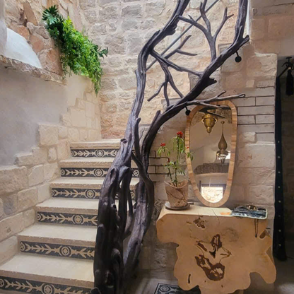 Elegant Wooden Branch And Leaf Stair Railing Custom Stair Railing Country Style