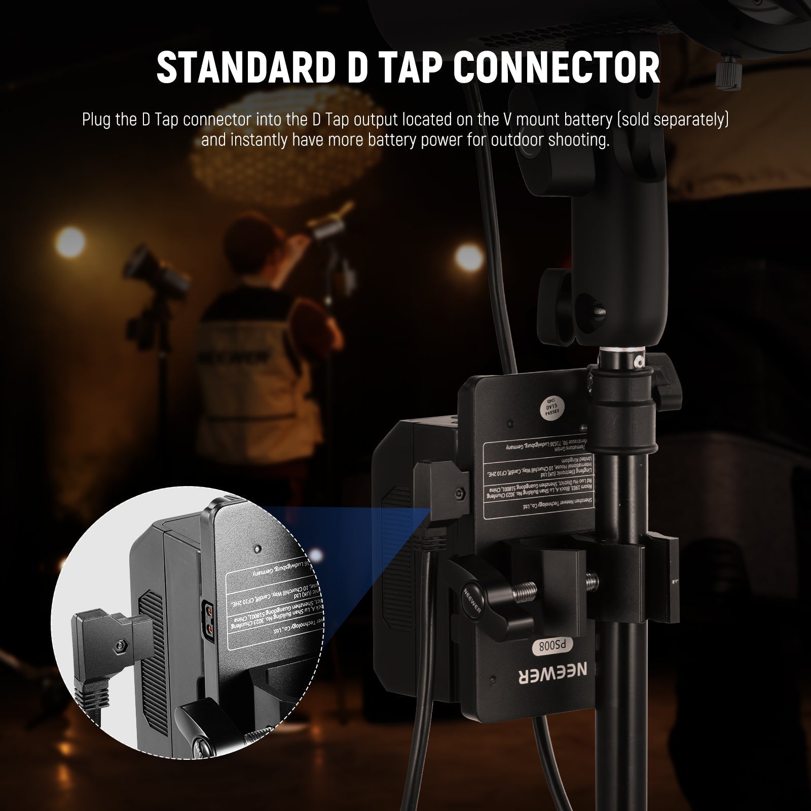 NEEWER NC010 D-Tap to DC Cable for MS60 MS60B MC60C MS150B LED Video Light