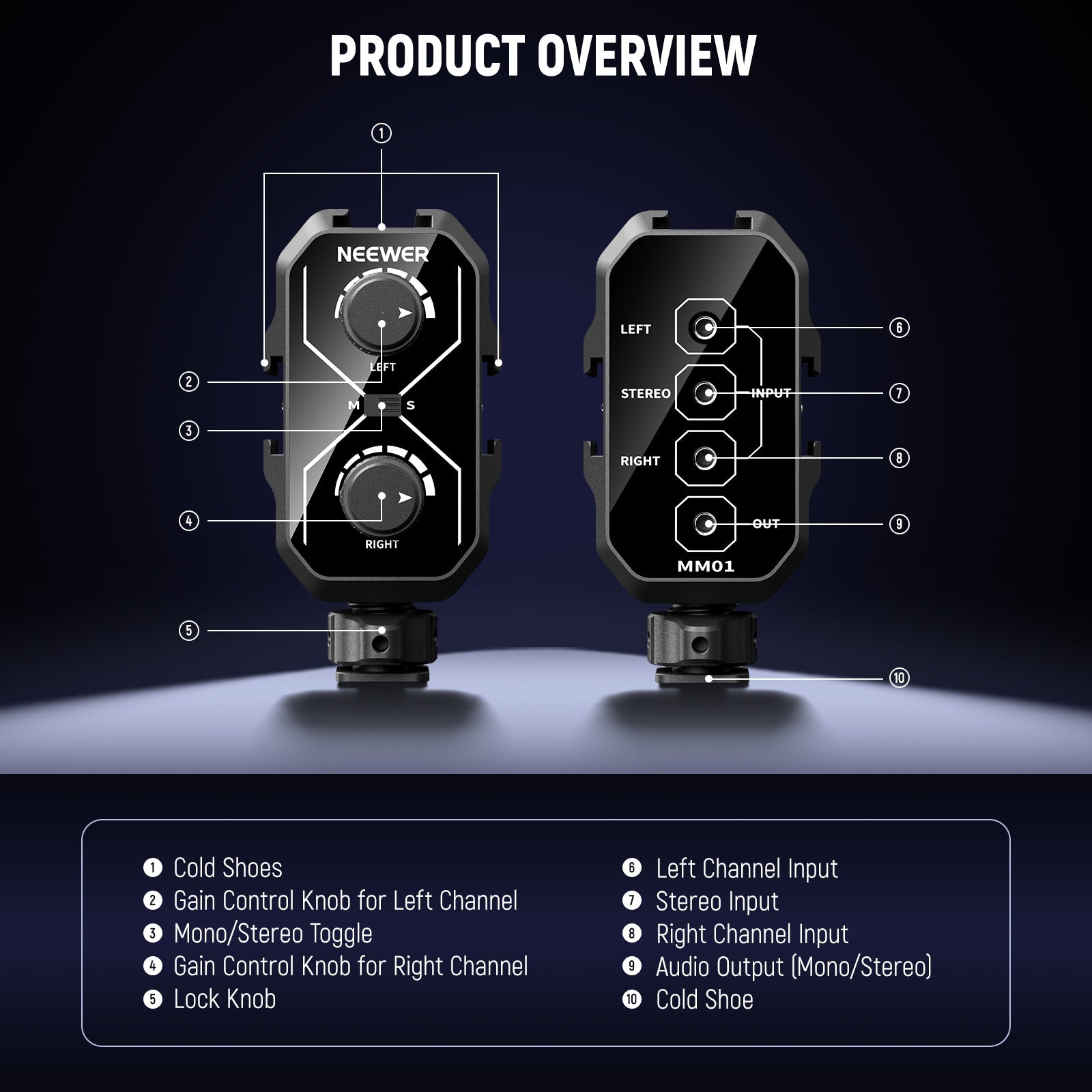 NEEWER MM01/MM02 Dual Channel Audio Mixer for Camera & Microphone