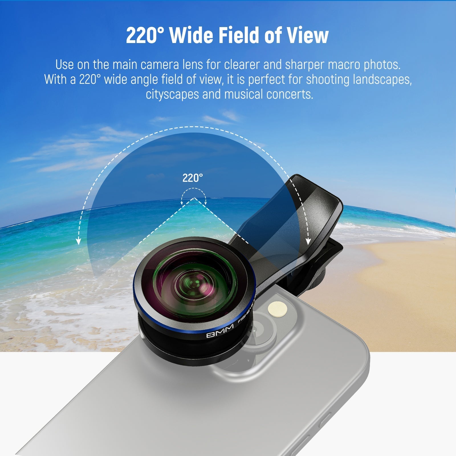 NEEWER LS-29 PRO 8mm Fisheye Lens with 17mm Thread Phone Lens Clip