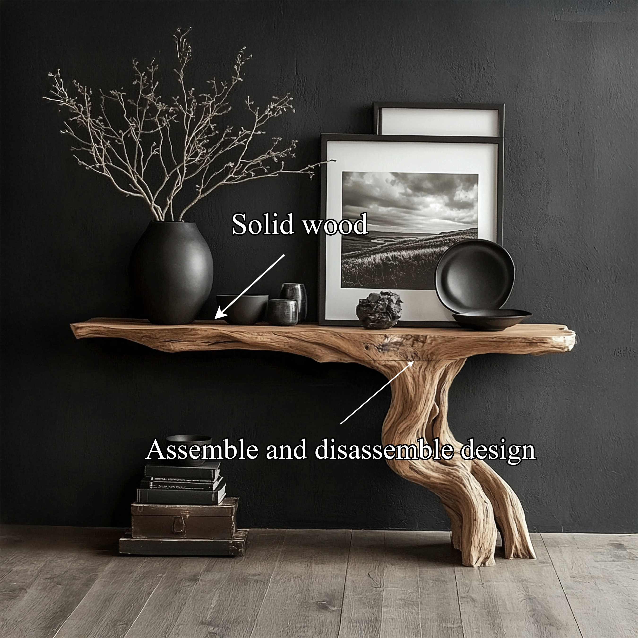 Rustic Console Table Driftwood Live Edge Natural Wood Gift
