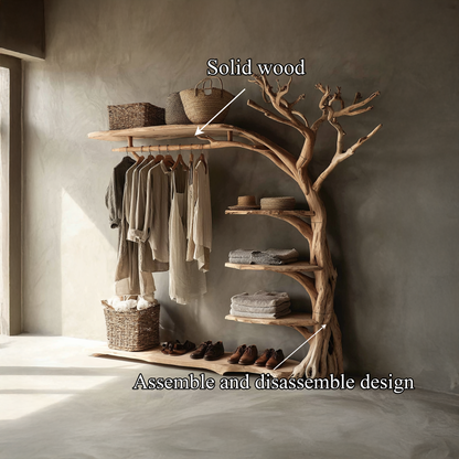 Rustic Coat Rack Shoe Shelf Entryway