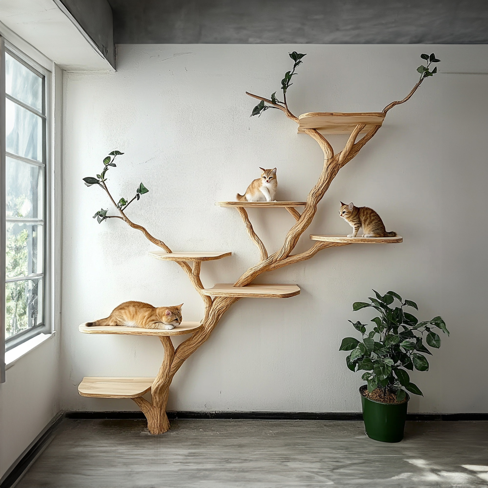 Wood Cat Tree Cat Tower House Stylish Gift For Cat